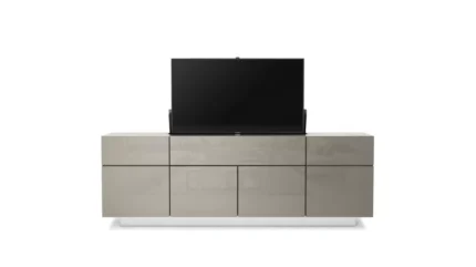 Cache buffet 4 portes - Tv escamotable Verre laqué